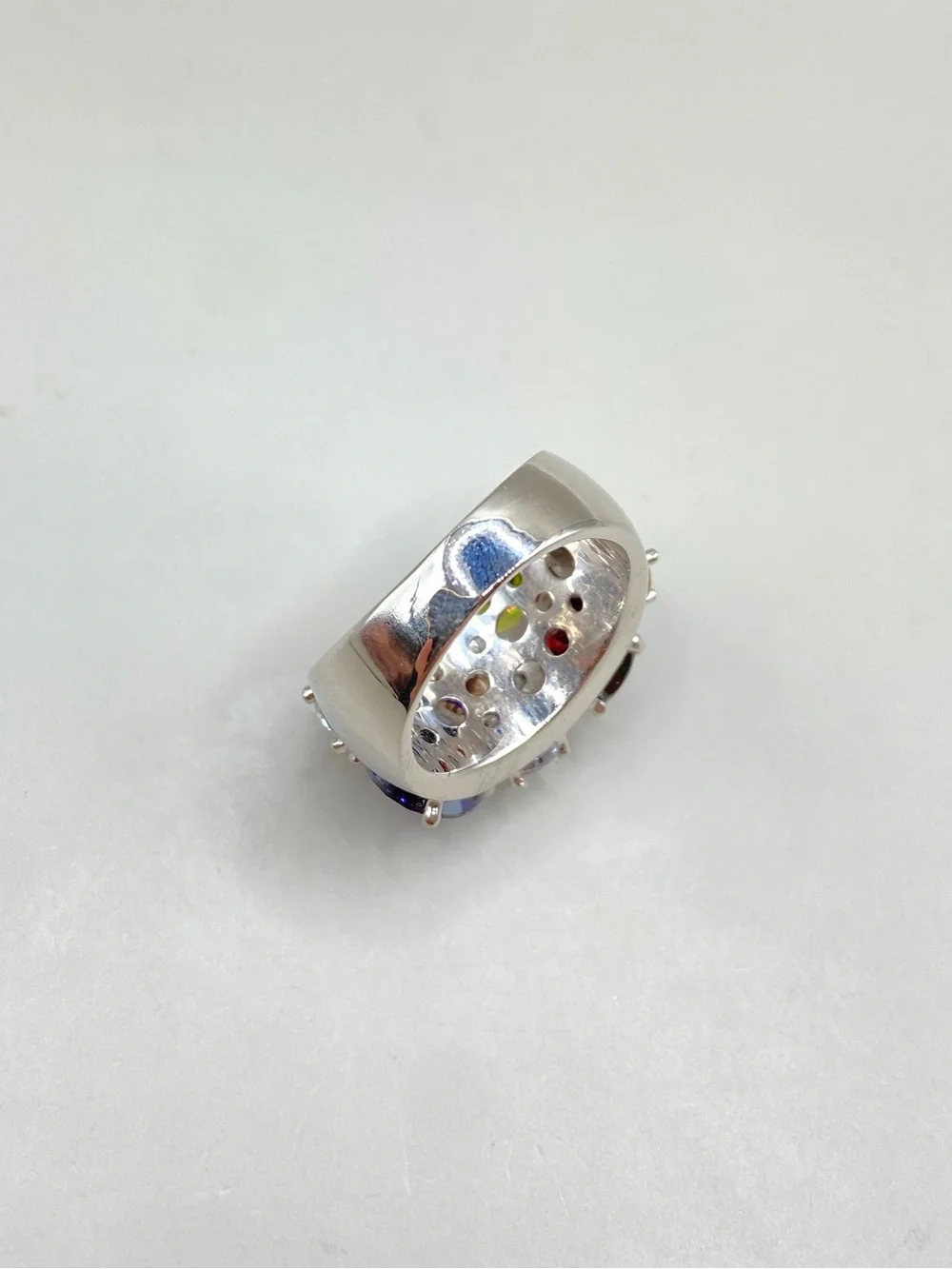 Vintage Natalia V Collister NVC Silver Tone Multicolor Gemstone Ring